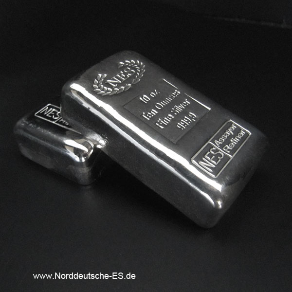 Silber Ankauf und Umformung norddeutsche-edelmetall-silberbarren-10-unzen-feinsilber9999