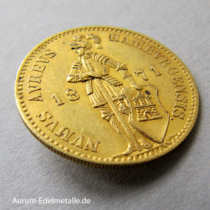 Umlaufmünze 1-Ducat-Gold-1868-1872-Hamburg-Ritter
