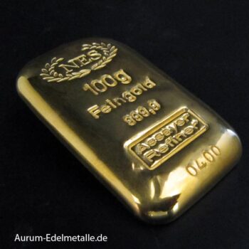 Goldbarren Ankauf Edelmetallhandel Goldbarren-100g-Feingold-9999-NES-serial-350x350